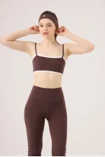 Double-Layer Strappy Fabiola Bustier in Coffee Brown