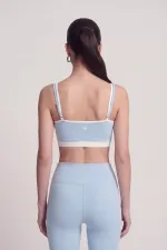 Fabiola Double-Layer Strappy Bustier, Blue Fabiola Double-Layer Strappy Bustier, Blue