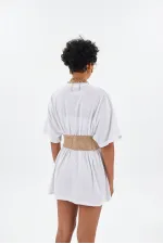 Corset en satin beige