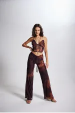 Drawstring Tulle Sasha Blouse, Coffee