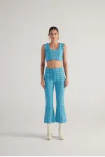 Pantalon en tweed bleu