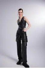 Pantalon en cuir Hera noir
