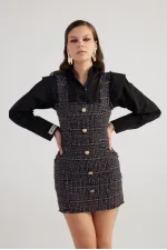Tweed Elbise Siyah