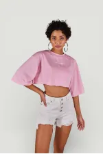 Holly Crop Tshirt Pembe
