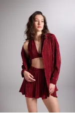 Comfy Oversize Gömlek Bordo