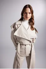 Veste en cuir beige Neeko
