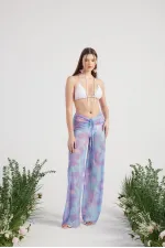 Shirred Pareo Pantolon Lila