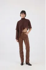 Pantalon en cuir marron Dolores