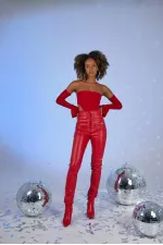 Rebel Deri Pantolon Kırmızı