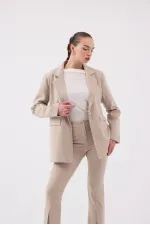 Veste blazer rayée beige