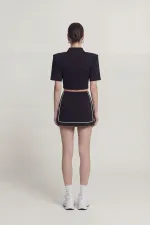 Vatkalı Polo Yaka Carolyn T-Shirt Siyah Vatkalı Polo Yaka Carolyn T-Shirt Siyah