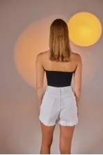 Distressed Jean Shorts White