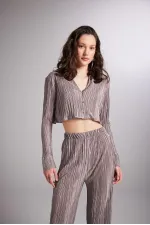 Comfy Crop Gömlek Vizon