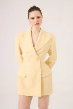 Belden Oturmalı Galina Blazer Ceket Sarı