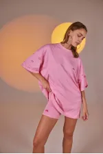 T-shirt à œil, combinaison de motard rose