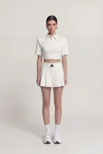 Short Alexia plissé taille haute avec ceinture blanc Short Alexia plissé taille haute avec ceinture blanc