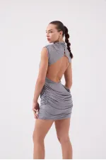 Backless Glittery Mini Judy Dress, Gray