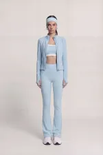 Fabiola Jacket with Finger Detail and Zipper, Blue Fabiola Jacket with Finger Detail and Zipper, Blue
