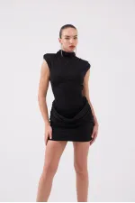 Backless Glittery Mini Judy Dress, Black