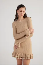 Rebeca Triko Elbise Bej