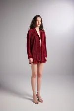 Comfy Oversize Gömlek Bordo