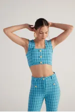 Bustier en tweed bleu