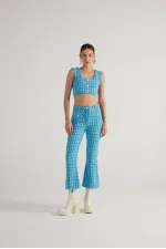 Pantalon en tweed bleu