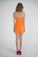 Laura Mini Dress with Slit and Underwire, Orange