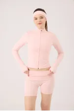 Veste Fabiola avec détails aux doigts et fermeture éclair, rose