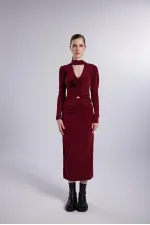 Chemisier Serre rouge bordeaux