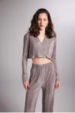 Comfy Crop Gömlek Vizon