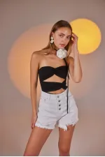 Distressed Jean Shorts White