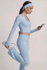 Ellen Bolero with Tie-Up Crop Cut, Blue