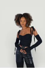 Ribbon Bodysuit Black