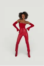 Pantalon en cuir rouge Rebel