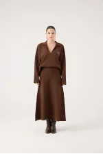 Zoi Knit Skirt Brown