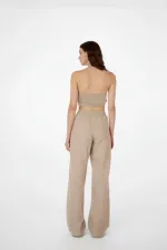 Rise Pants Beige