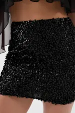 Payetli Mini Harley Etek Siyah