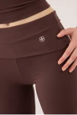 Beli Kıvrımlı Flare Ellen Tayt Pantolon Kahverengi