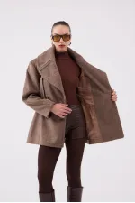 Manteau en cachemire Désirée, cintré à la taille, marron