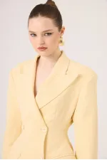 Belden Oturmalı Galina Blazer Ceket Sarı