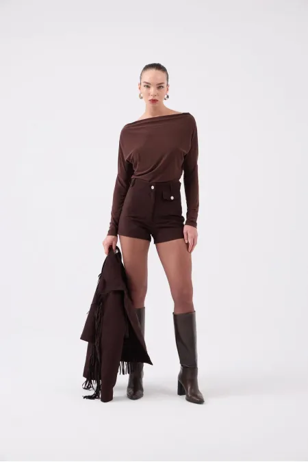 Valeri Suede Shorts Brown