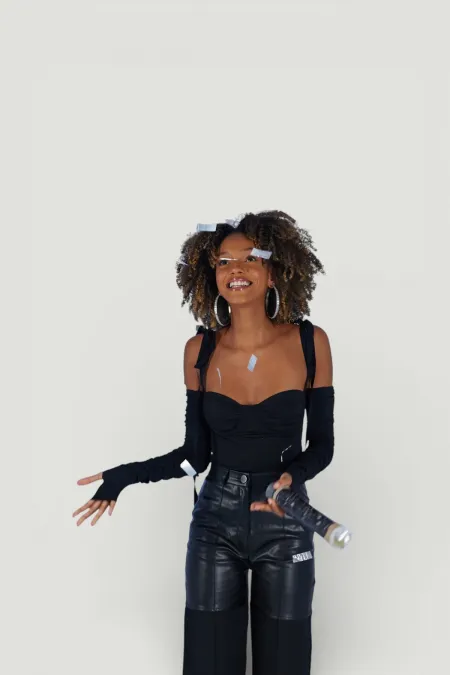 Ribbon Bodysuit Black