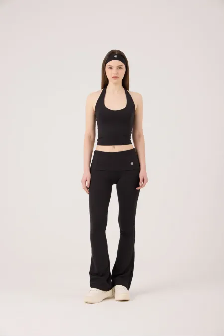 Ellen Flare Leggings with Waistband, Black