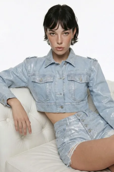 Glossy Jean Jacket Blue