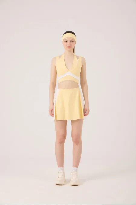 Jupe courte Stella jaune taille haute