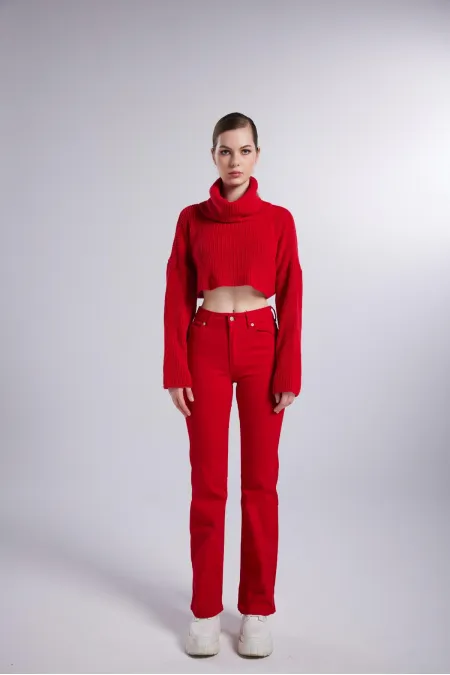 Alert Jean Pantolon Kırmızı