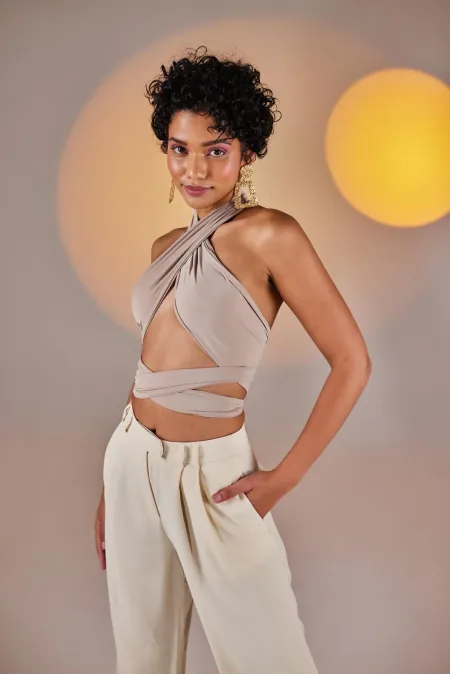 Top cache-cœur beige