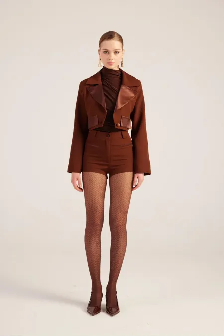 Veste blazer courte Camila marron