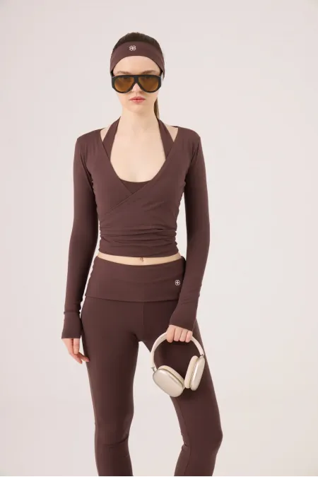 Ellen Bolero with Tie-Up Crop Cut, Coffee